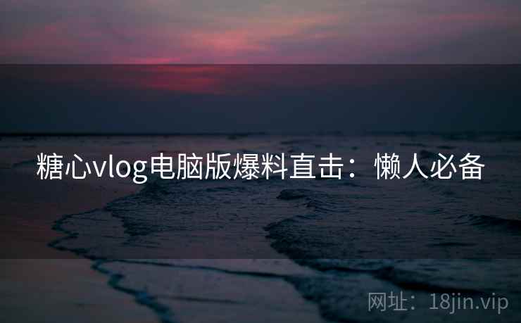 糖心vlog电脑版爆料直击：懒人必备